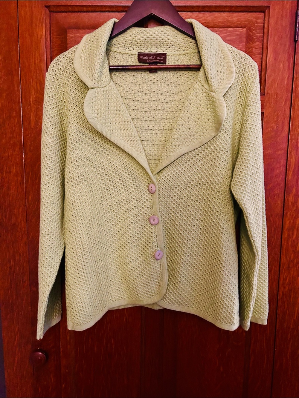 Paola L’Angela Textured Knit Shawl Collar Cardigan Sweater S